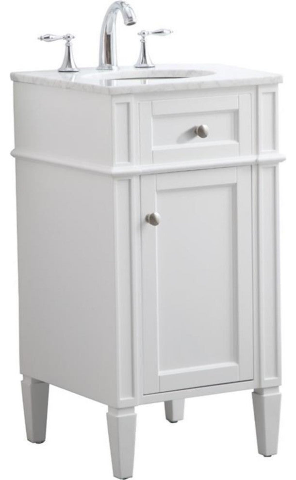 Elegant Decor Park Avenue 18" Single Marble Top Bathroom Vanity in White
