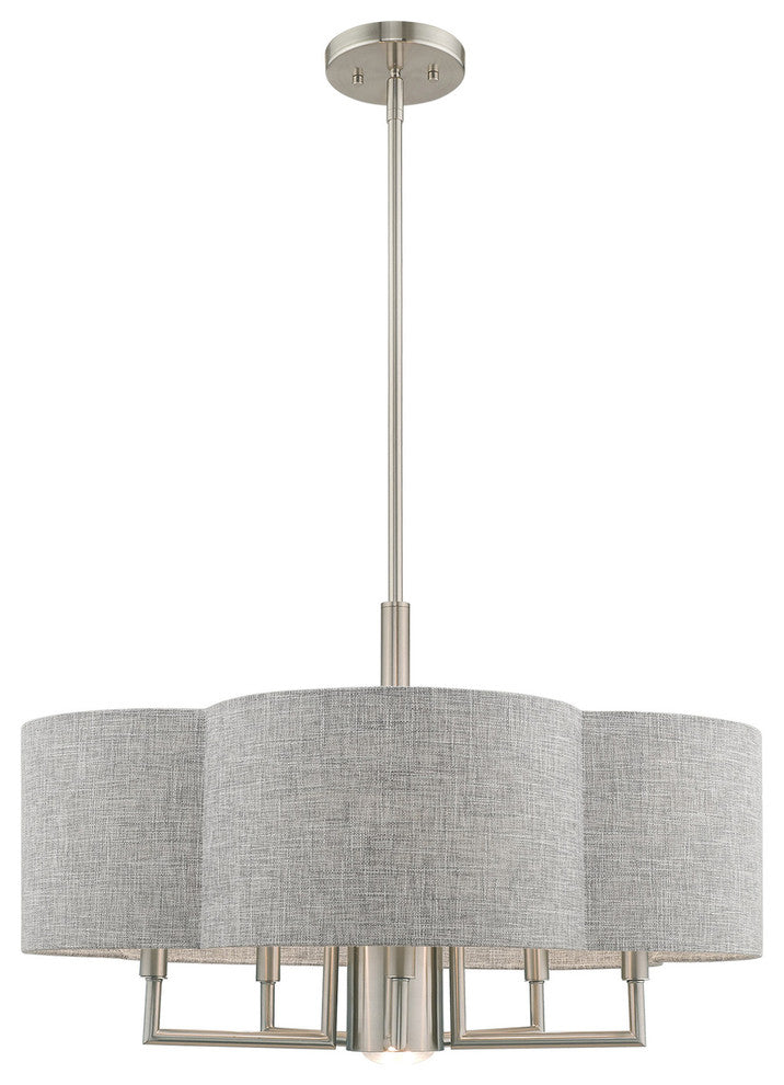Livex Lighting Brushed Nickel 5 + 1 * Light Pendant Chandelier