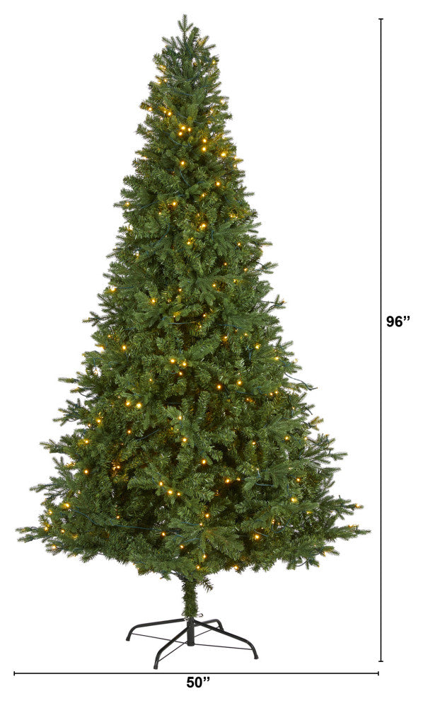 8' Vermont Fir Artificial Christmas Tree With 450 Clear LED Lights