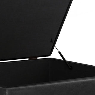 Shay Mid Century Large Square Coffee Table Storage Ottoman, Distressed Black