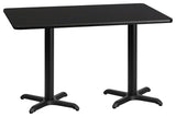 30'' x 60'' Rectangular Black Laminate Table Top-22'' x 22'' Height Bases