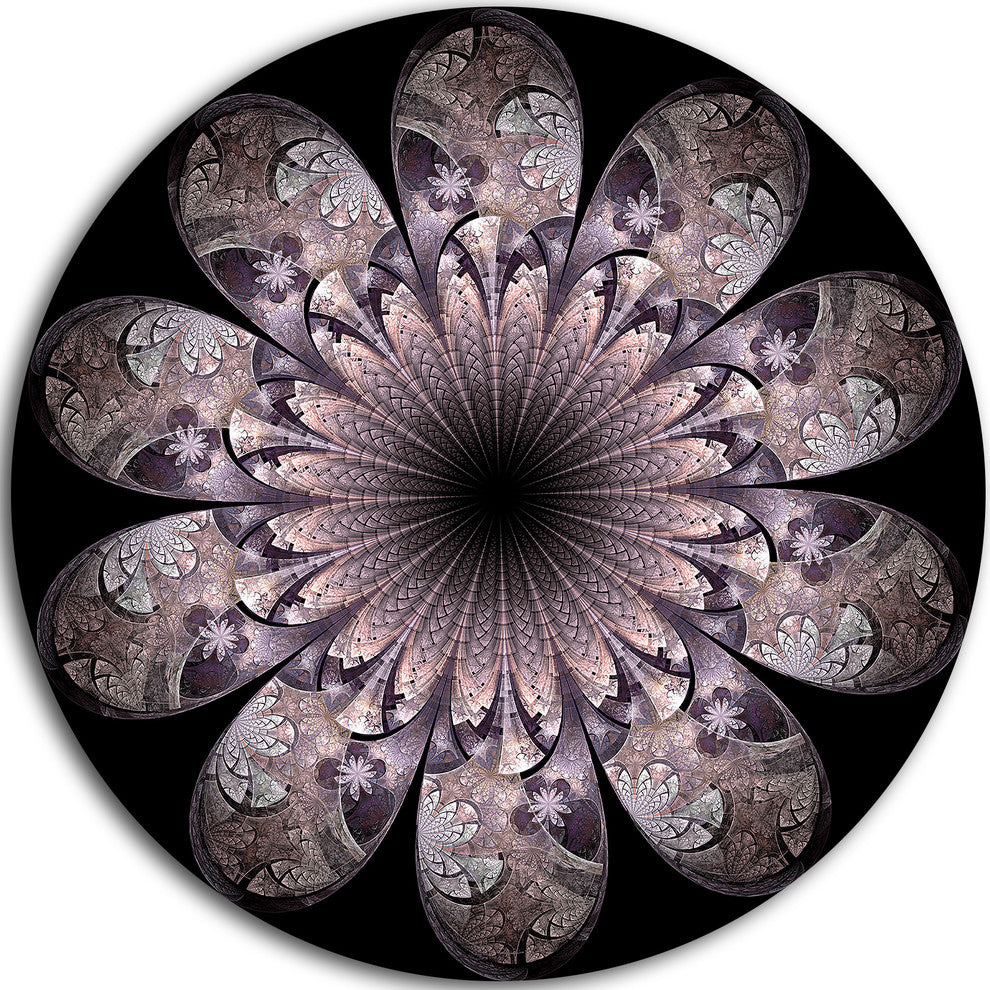 Dark Pink Digital Art Fractal Flower, Floral Round Wall Art, 23"