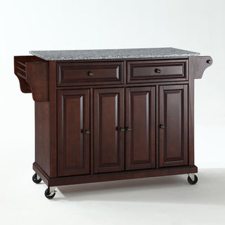 Solid Granite Top Kitchen Cart, Island, Vintage Mahogany Finish