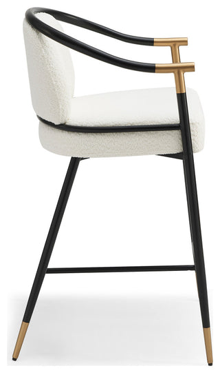 GDF Studio Contemporary Upholstered Counter Stools, Set of 2, Beige/Black/Gold