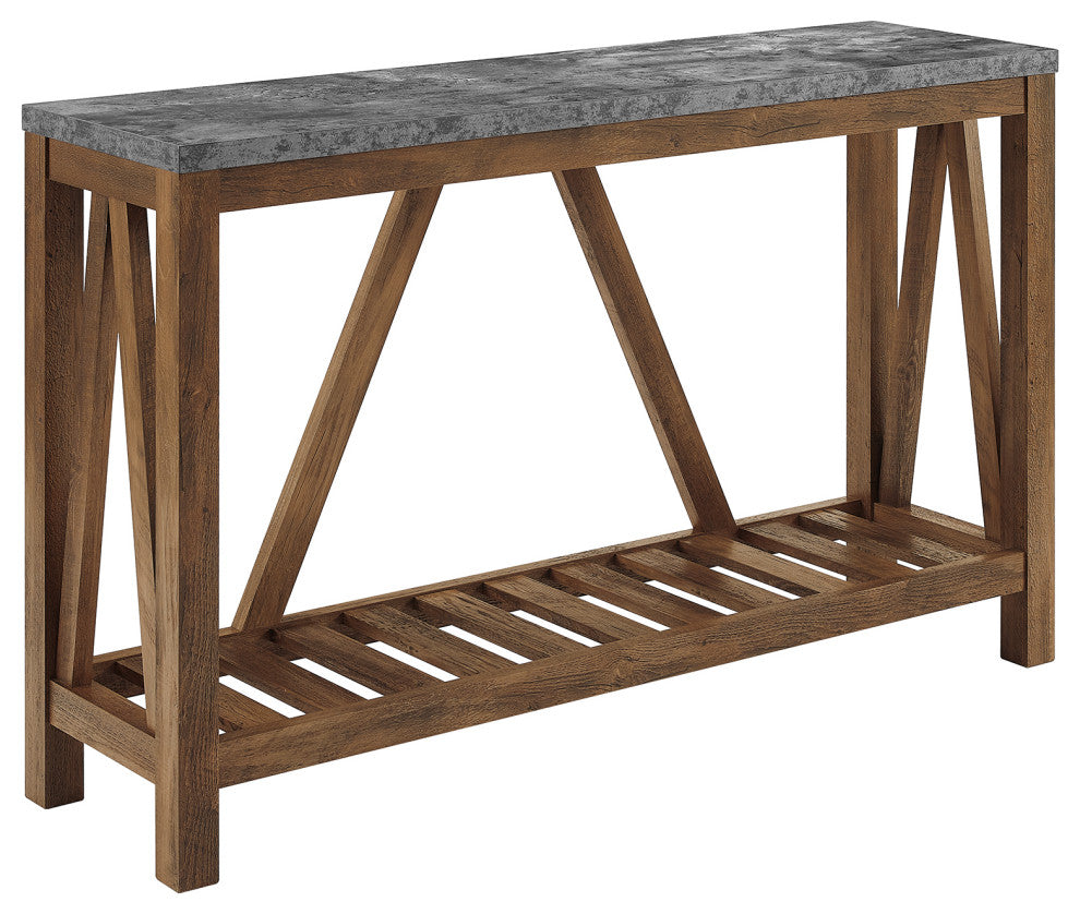 52" Modern Farmhouse Entryway Table - Faux Dark Concrete