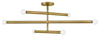 Lark 83195 Millie 6 Light 36"W Abstract Pendant / Semi-Flush - Lacquered Brass