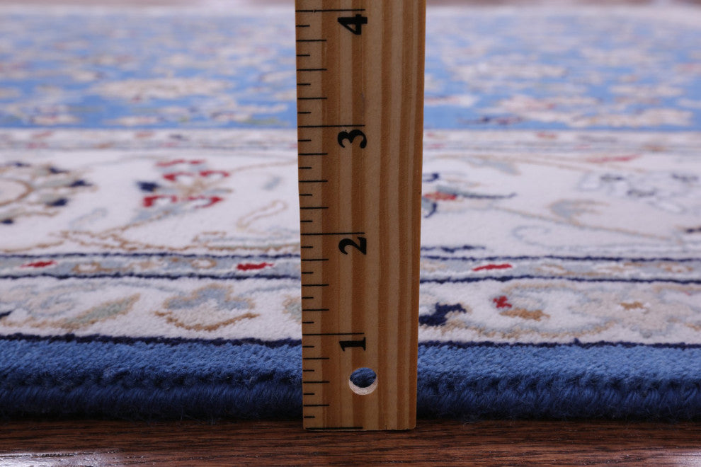 7' Square Wool and Silk Persian Nain Hand Knotted Rug Q11620
