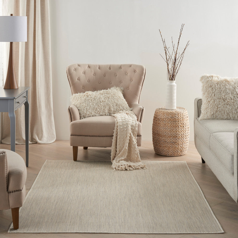 Nourison Courtyard 4' x 6' Ivory Silver Modern Area Rug