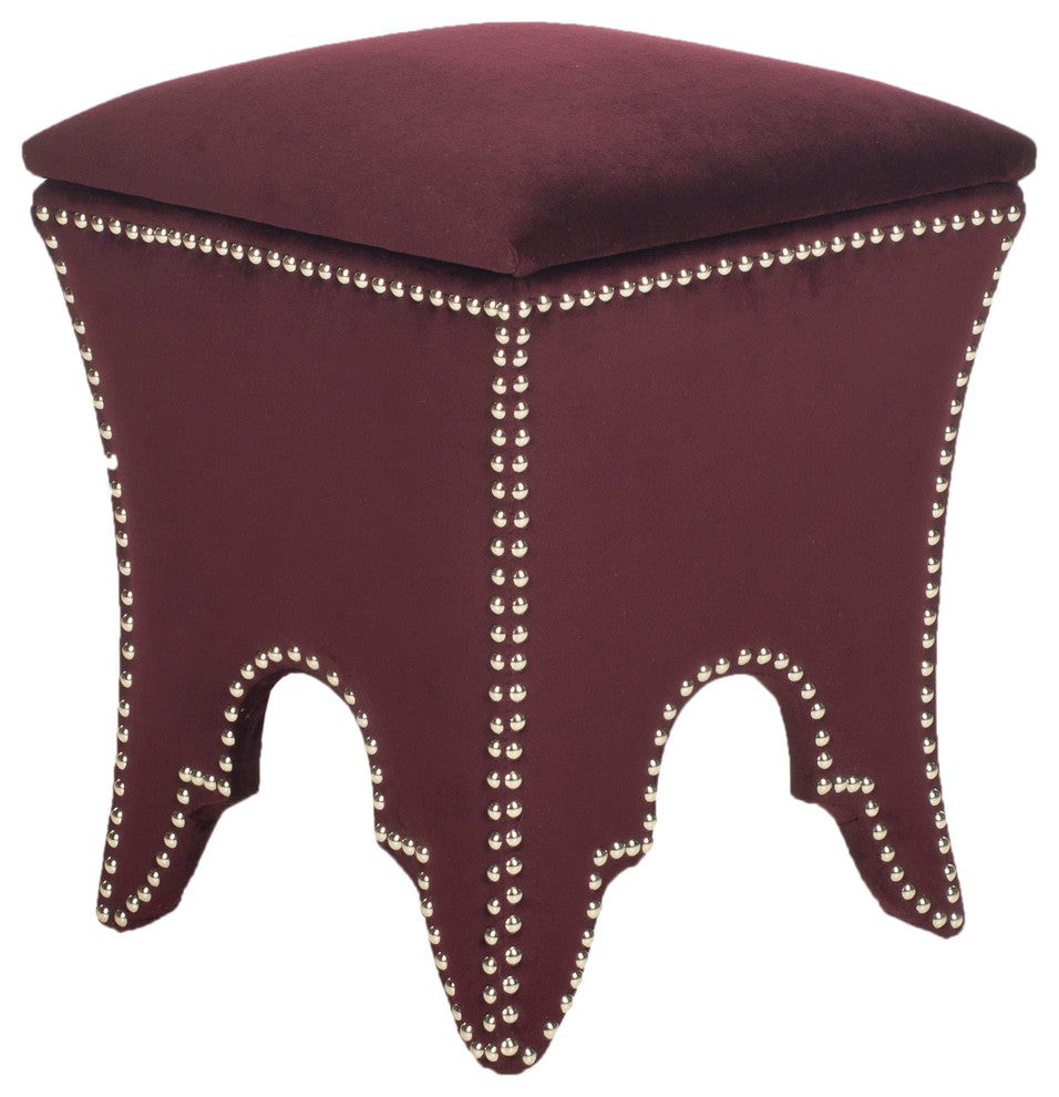 Safavieh Deidra Ottoman, Bordeaux, Silver, Fabric