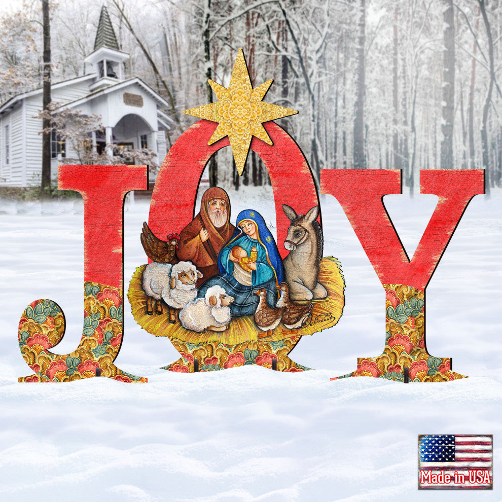 Joy Nativity Wooden Outdoor Decor