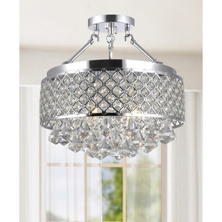 Ella Chrome and Crystal Semi Flush Mount Chandelier