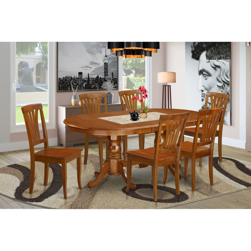 Plav7-Sbr-W 7-Piece Dining Room Set For 6-Dining Table And 6 Dining Chairs