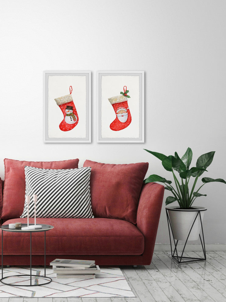Snowman and Santa Diptych, 2-Piece Set, 12x18