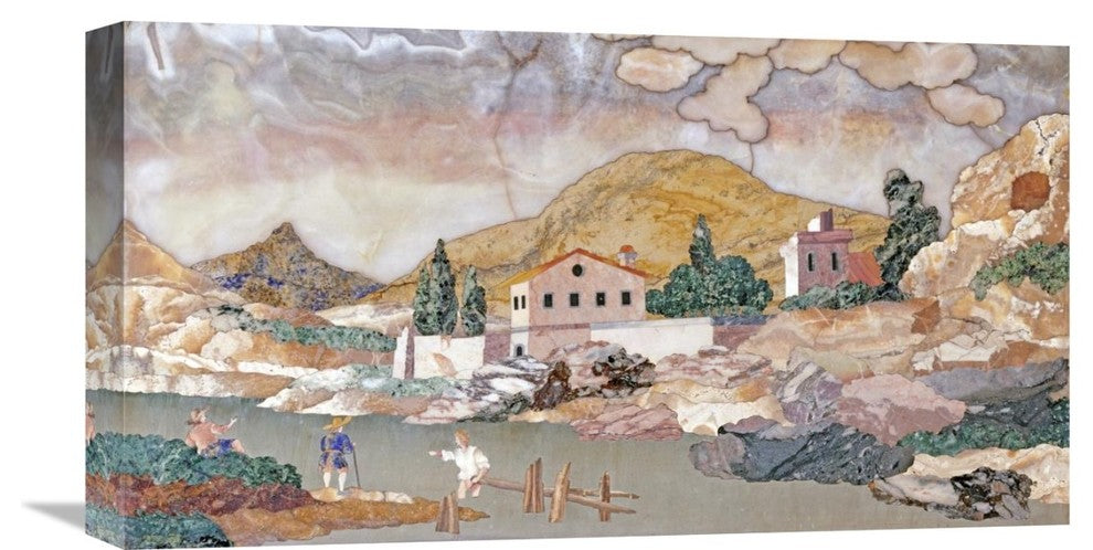 "Pietra Dura Landscape" Artwork, 22" x 11"