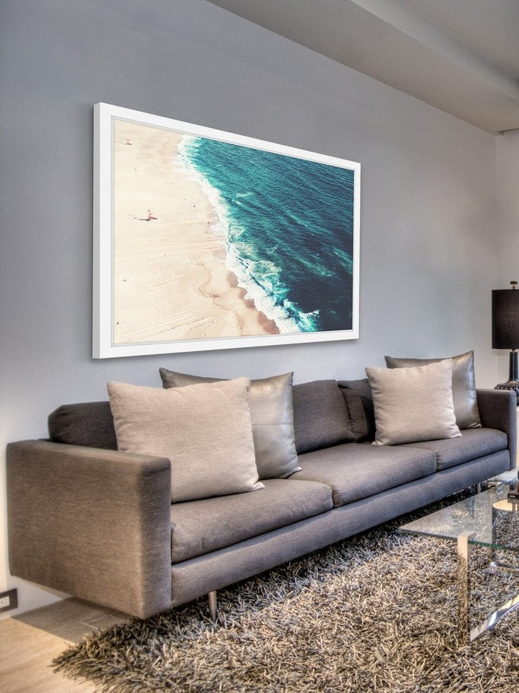 "Nazare Beach" Framed Print by Ingrid Beddoes