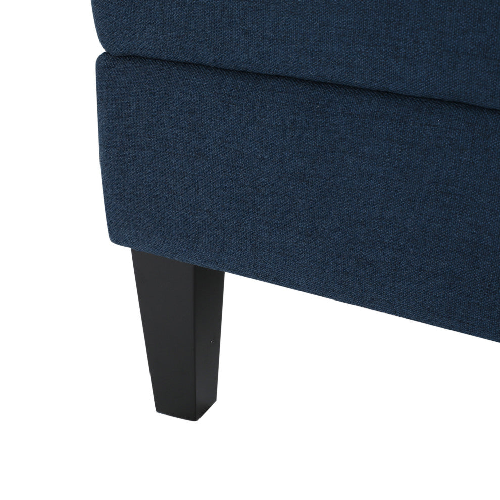 GDF Studio Carolina Fabric Sectional Couch With Storage Ottoman, Dark Blue