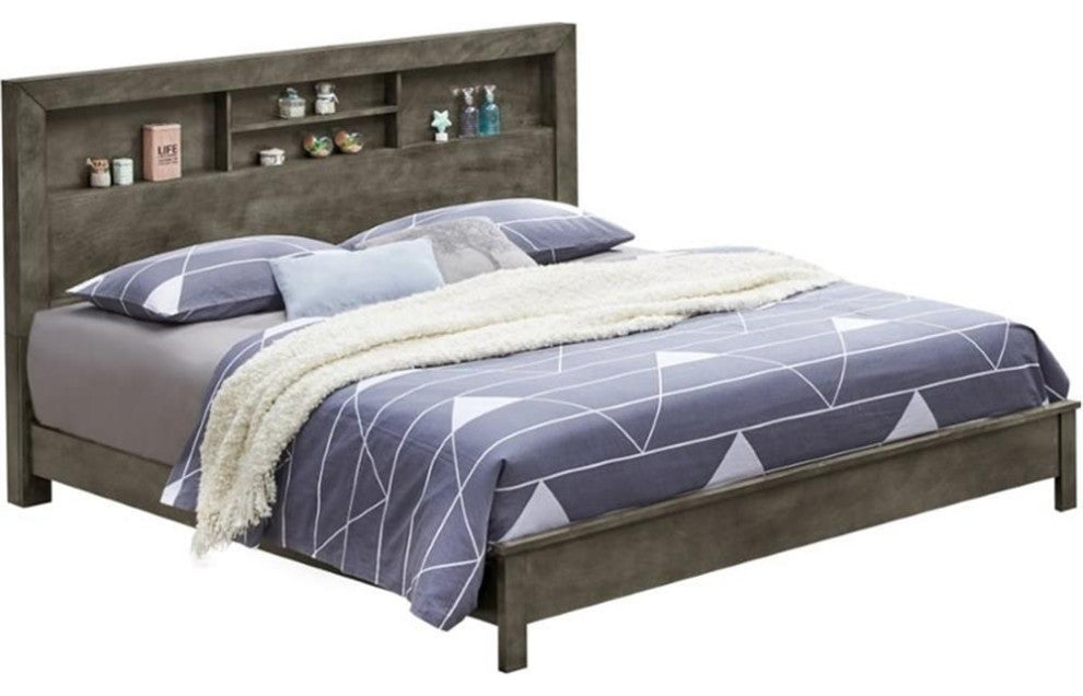 Glory Furniture Burlington King Panel Bed in Gray