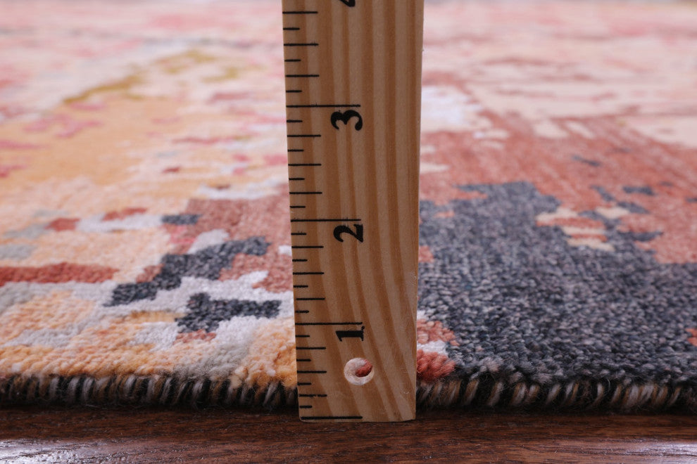 9' 0" X 12' 0" Wool and Silk Abstract Hand-Knotted Rug Q8778