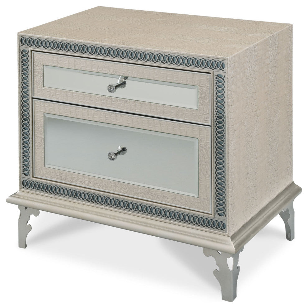 Hollywood Swank Upholstered Nightstand, Crystal Croc