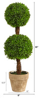 2.5' Boxwood Double Ball Topiary Artificial Tree, Indoor/Outdoor