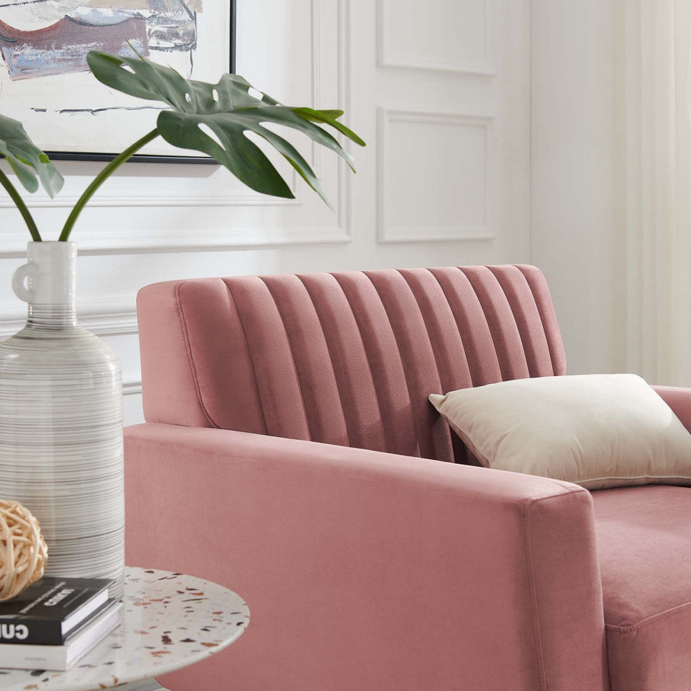 Tufted Armchair Accent Chair, Velvet, Pink, Modern, Living Lounge Hospitality