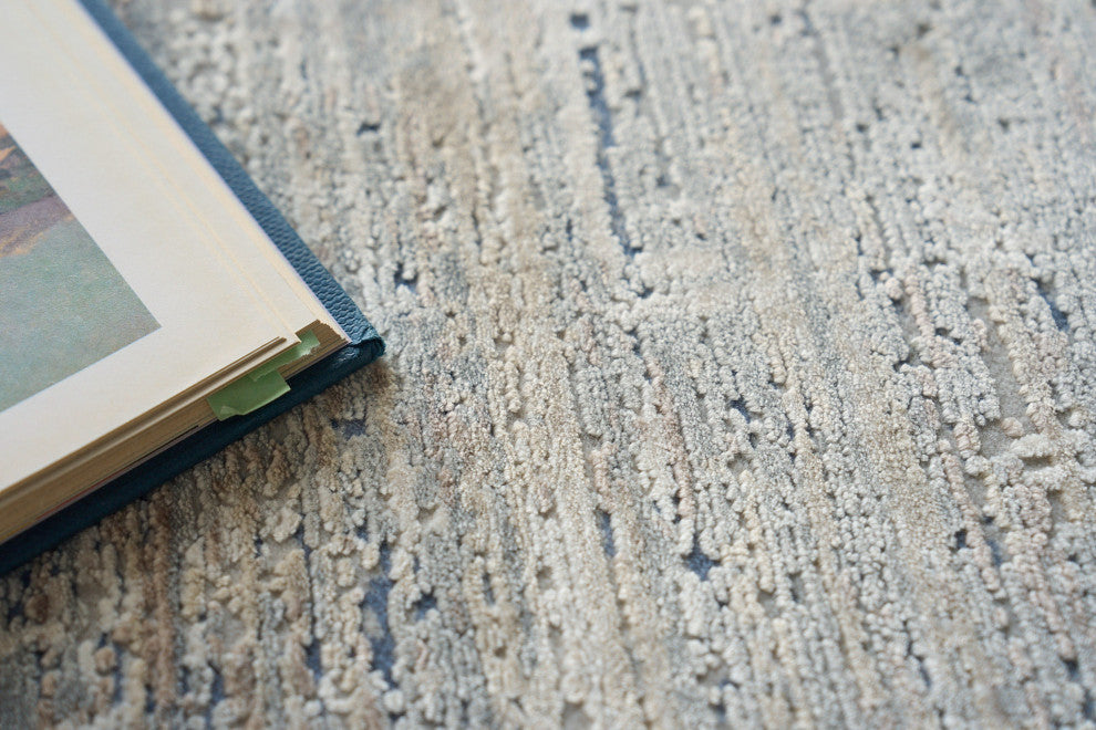 Mercuri Power-loomed Acrylic/Viscose Light Blue/Blue Area Rug, 9'x12'