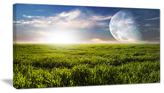 Green Field under Bright Sunlight, Landscape Canvas Art Print, 32"x16"