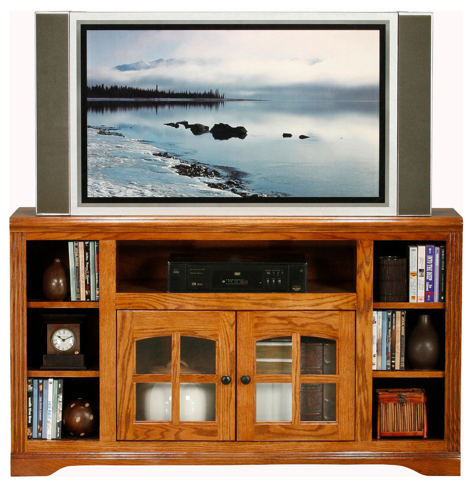 Eagle Furniture Oak Ridge Thin-Screen Entertainment Console 55"W, Dark Oak