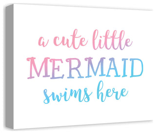 Cute Little Mermaid 20x16 Canvas Wall Art