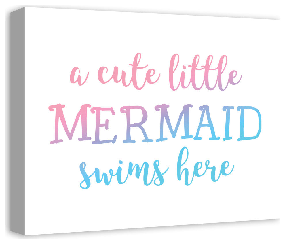 Cute Little Mermaid 20x16 Canvas Wall Art