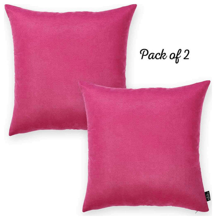 Set of 2 Fuchsia Pink Modern Square Throw Pillows