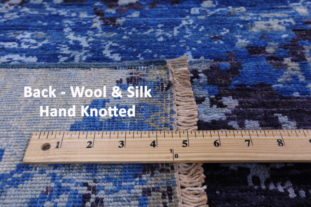 Modern Wool and Silk Hand Knotted Rug 9' 1" X 12' 1" Q10322