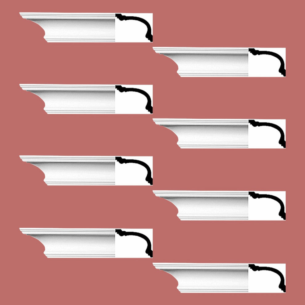 Cornice White Urethane Asheville Simple Design 8 Pcs   752" Length
