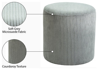 Roy Microsuede Fabric Upholsetered Ottoman/Stool, Grey, Round