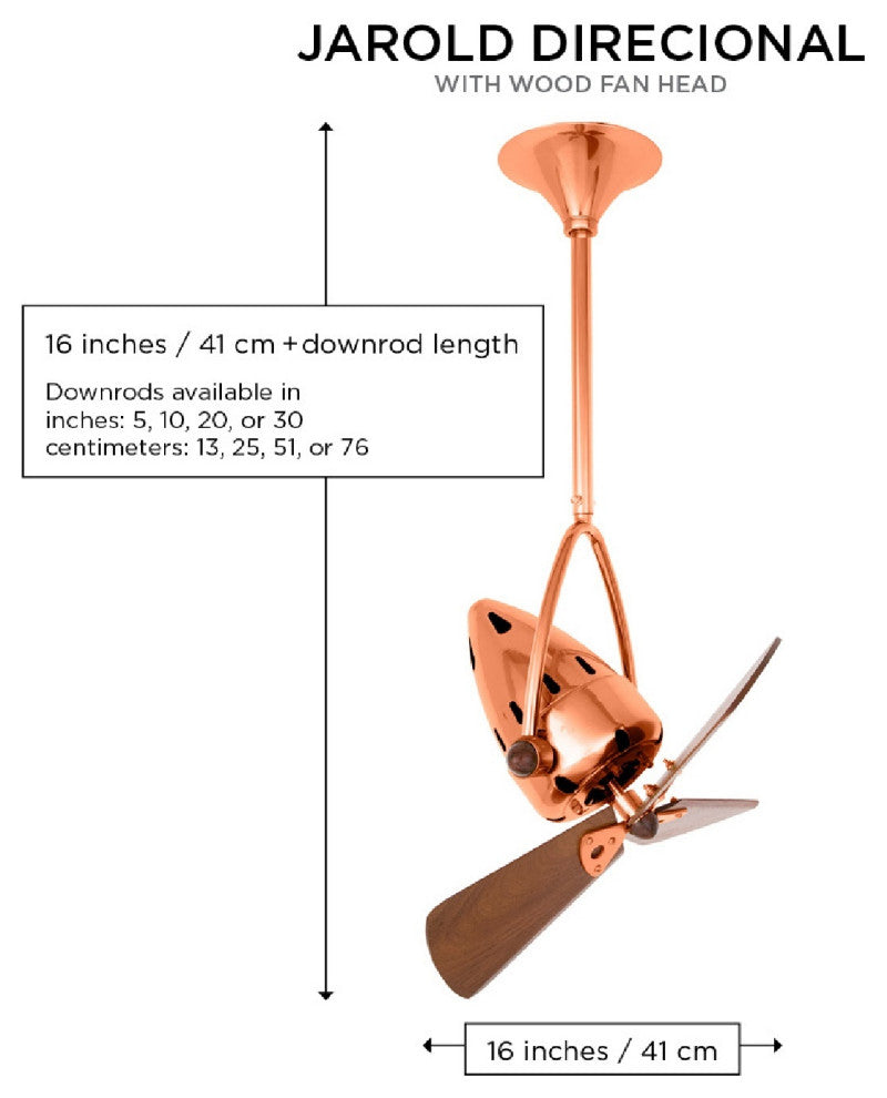 Jarold Direcional Directional Ceiling Fan With Mahogany Blades, Red