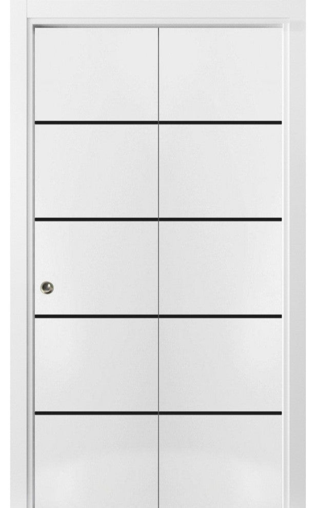 Bi-fold Doors 60 x 84 | Planum 0015 White Silk with  | Sturdy Tracks