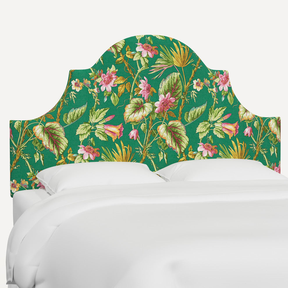 Red from Scalamandre King Geneva Headboard, Tropical Flora Green