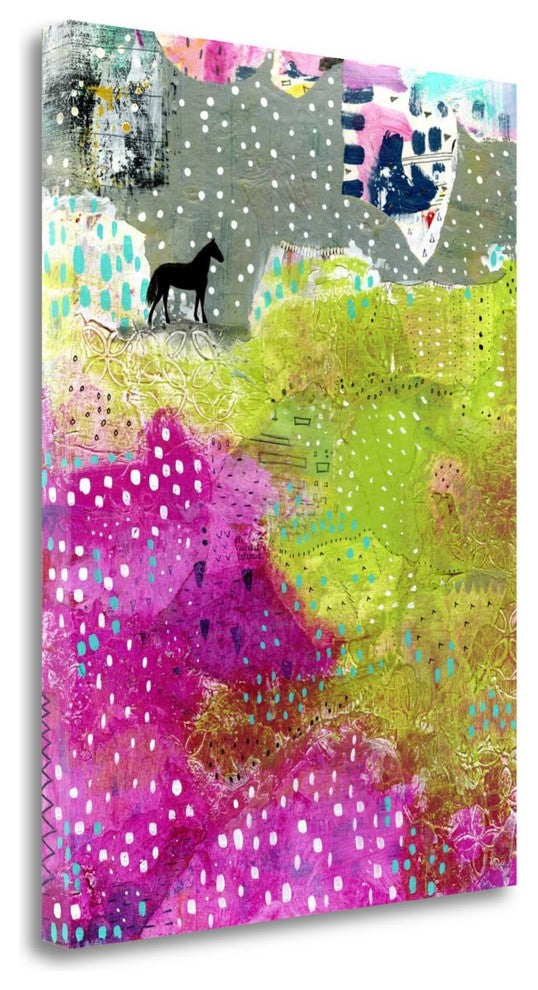 "Fuchsia And Lime Pasture" By Sarah Ogren, Giclee Print on Gallery Wrap Canvas