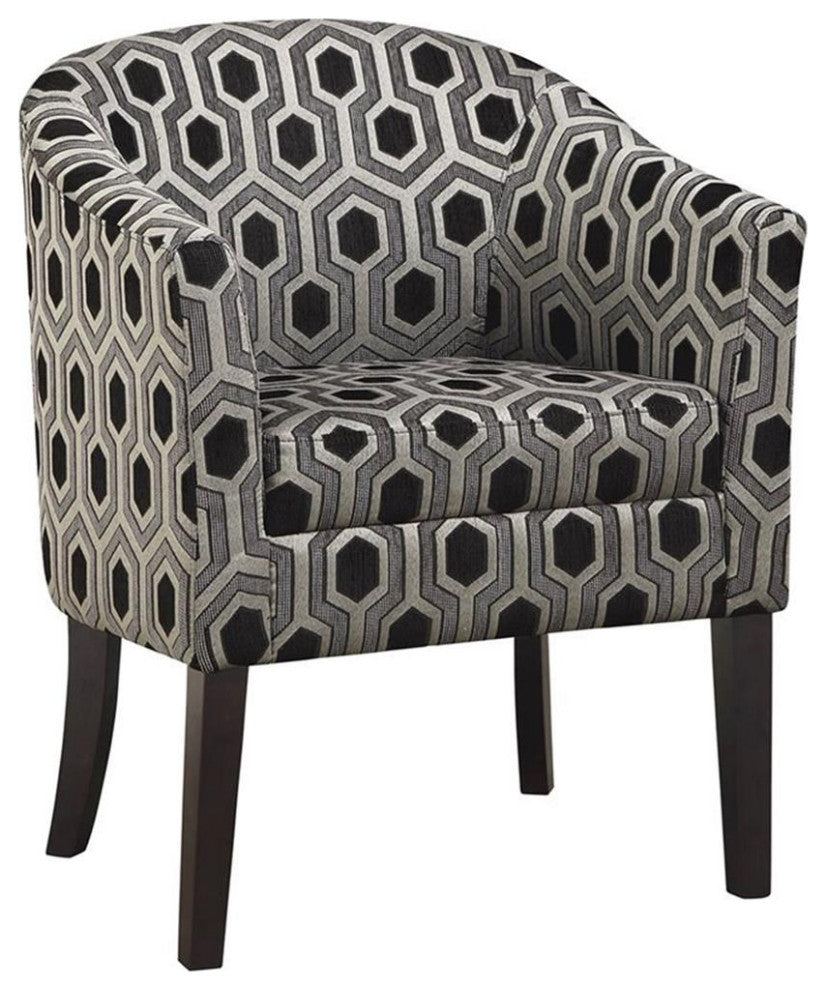 Coaster Transitional Fabric Hexagon Patterned Accent Chair in Gray