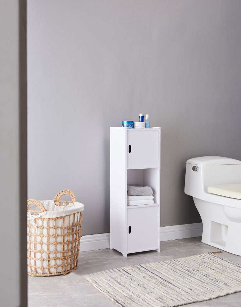 Cofey Wood Bathroom Floor Storage Cabinet, White