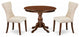 3Pc Kitchen Set, Mahogany Round Dining Table, 2 Light Beige Dining Chairs Back