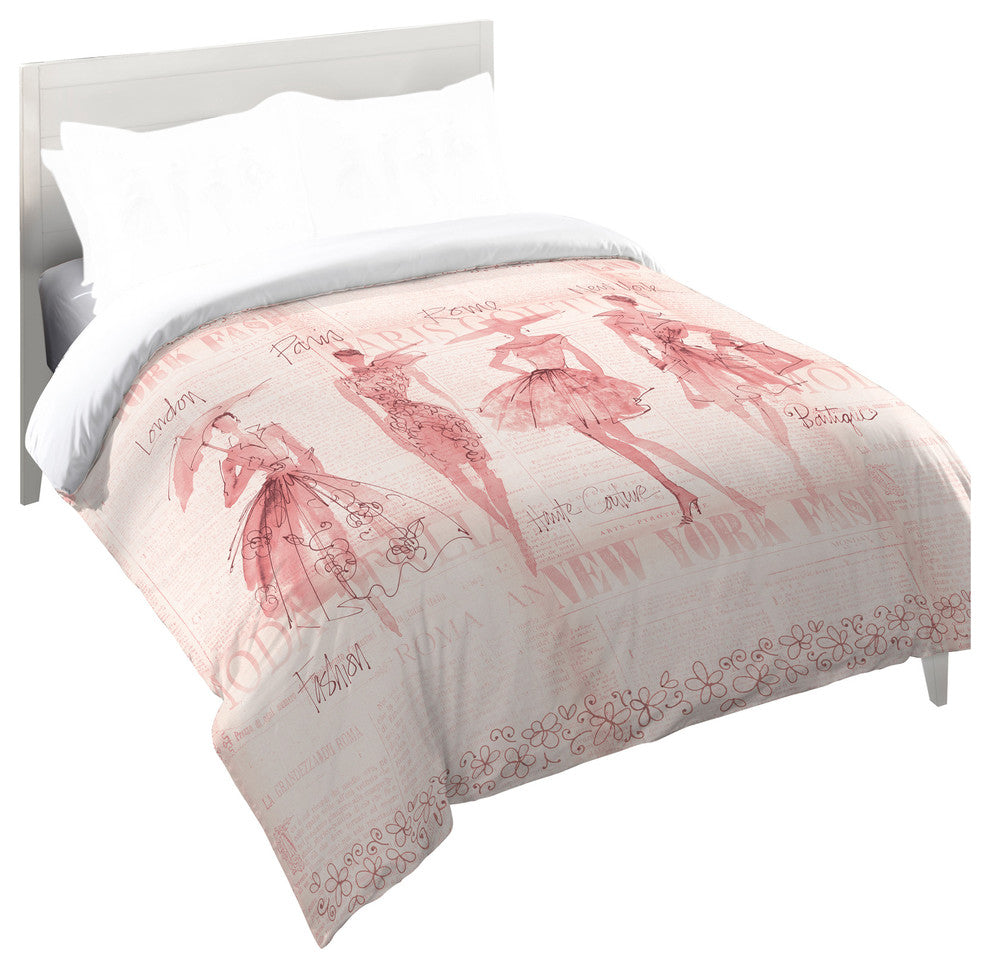 Laural Home Pink Fashion Sketchbook Standard Pillow Sham