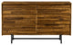 57" Brown and Black Solid Wood Six Drawer Double Dresser