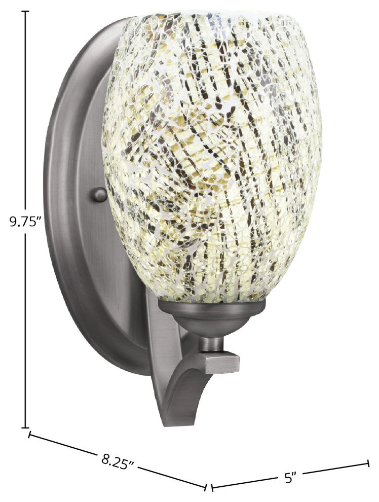 Zilo Wall Sconce, Graphite, 5" Natural Fusion Glass