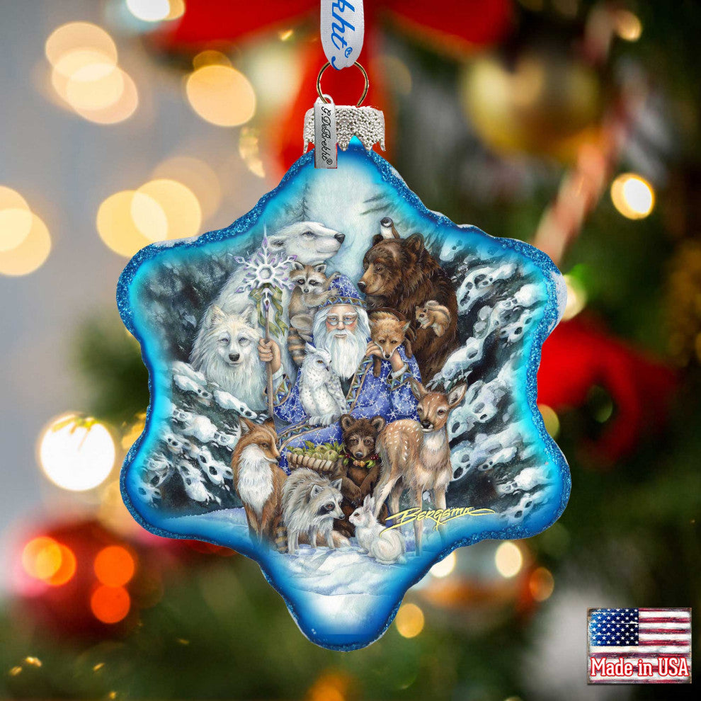 Gather, Peace Father Winter Glass Ornament