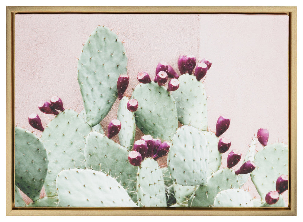 Sylvie Cactus 25 Gold Framed Canvas Wall Art by Amy Peterson, 18x24