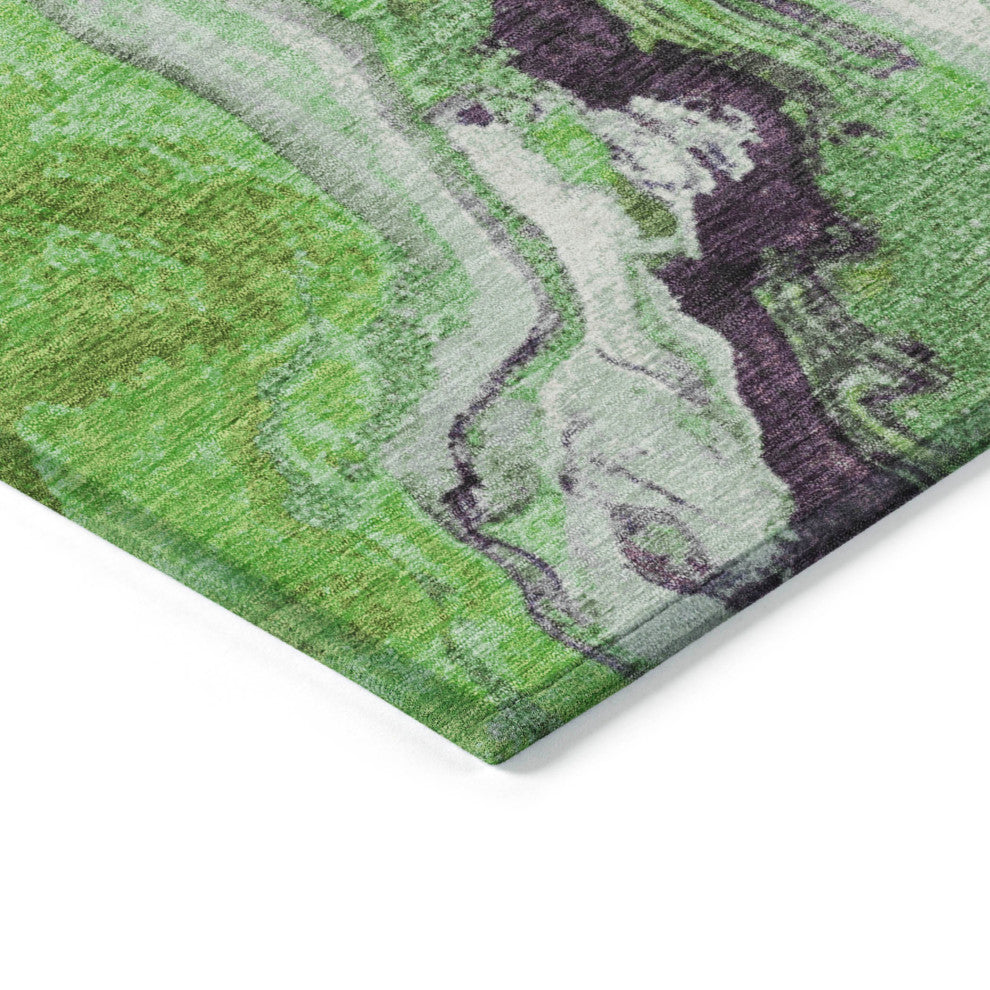 Machine Washable Indoor/Outdoor Chantille ACN1908 Green 8' x 8' Round Rug