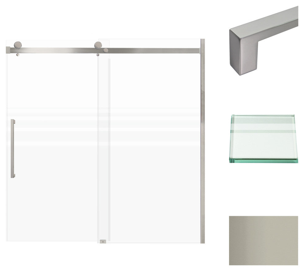 Madeline 60"x60" Frameless Shower Door with Fixed Panel in Brushed Stainless