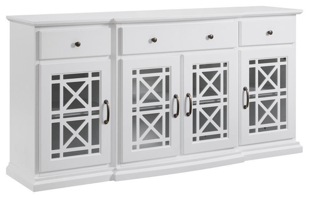 60" Tiered Fretwork Sideboard, White