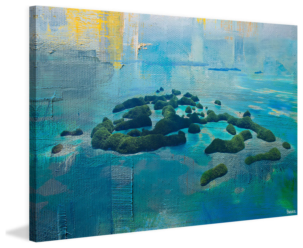 "Green Islands" Painting Print on Wrapped Canvas, 45"x30"
